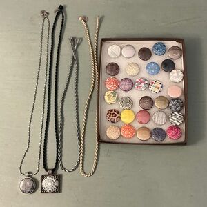 Magnabilities Necklaces (3 Cords and 1 Silver Chain) with 30 Different Magnets